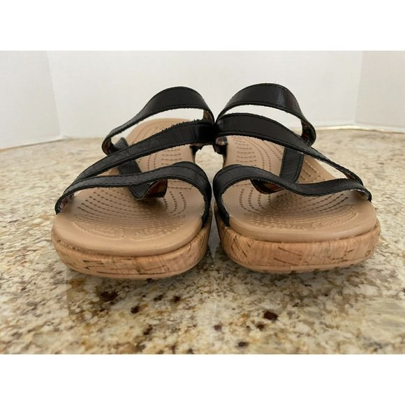 Crocs A-Leigh Wedge Sandals Black Leather, Women's 10 - Picture 6 of 7
